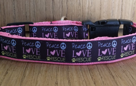 Collar/ Large/ Medium/ Peace Love and Rescue Pink